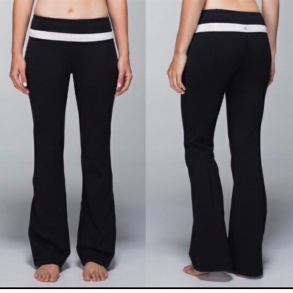Lululemon Groove Black Yoga Pants with White - Picture 1 of 6